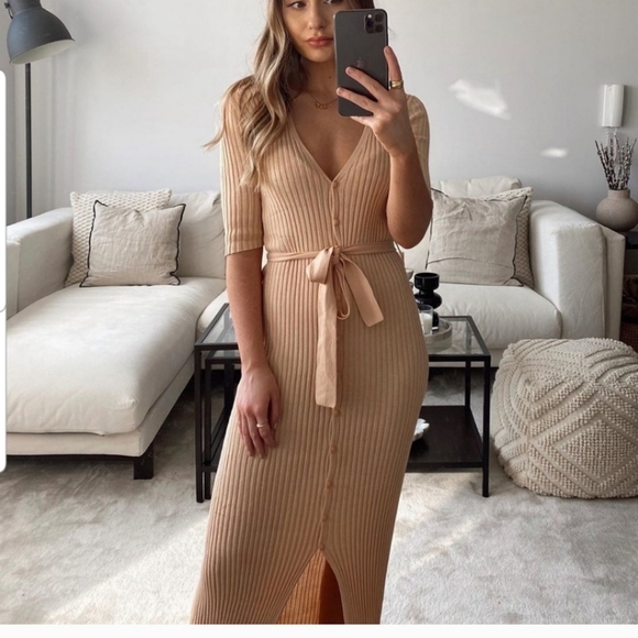 Zara Dresses & Skirts - ZARA Red Knit Button Down Maxi Dress Medium